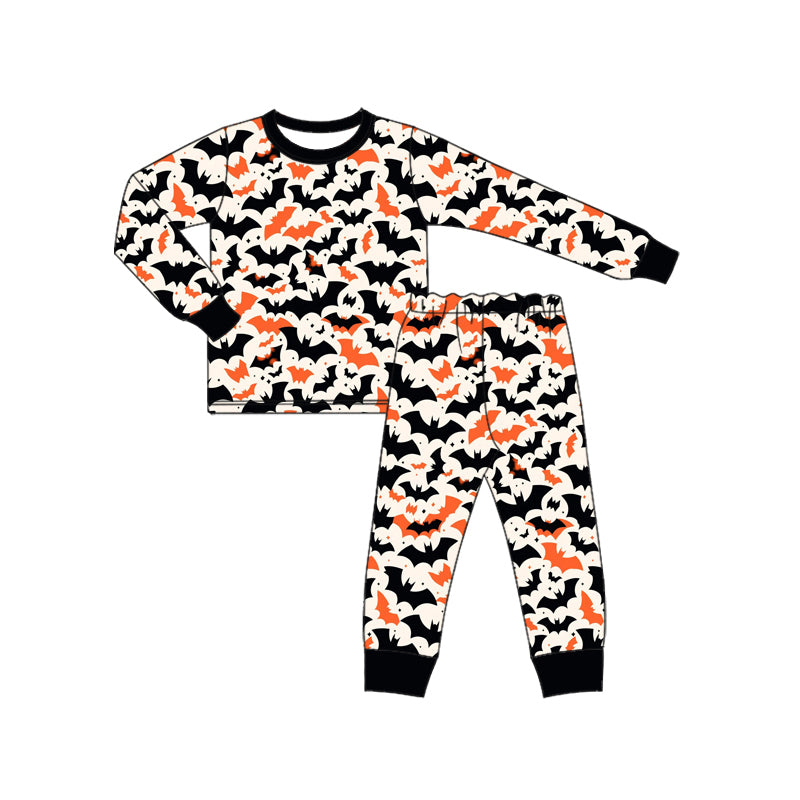 Preorder (moq 5)Baby Boys Long Sleeves Bats Plaid Top Pant Pajamas Set