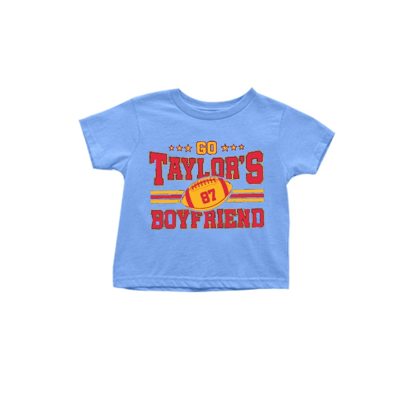 Baby Girls Blue Singer Boyfriend Short Sleeve Tee Shirts Tops Preorder(moq 5)
