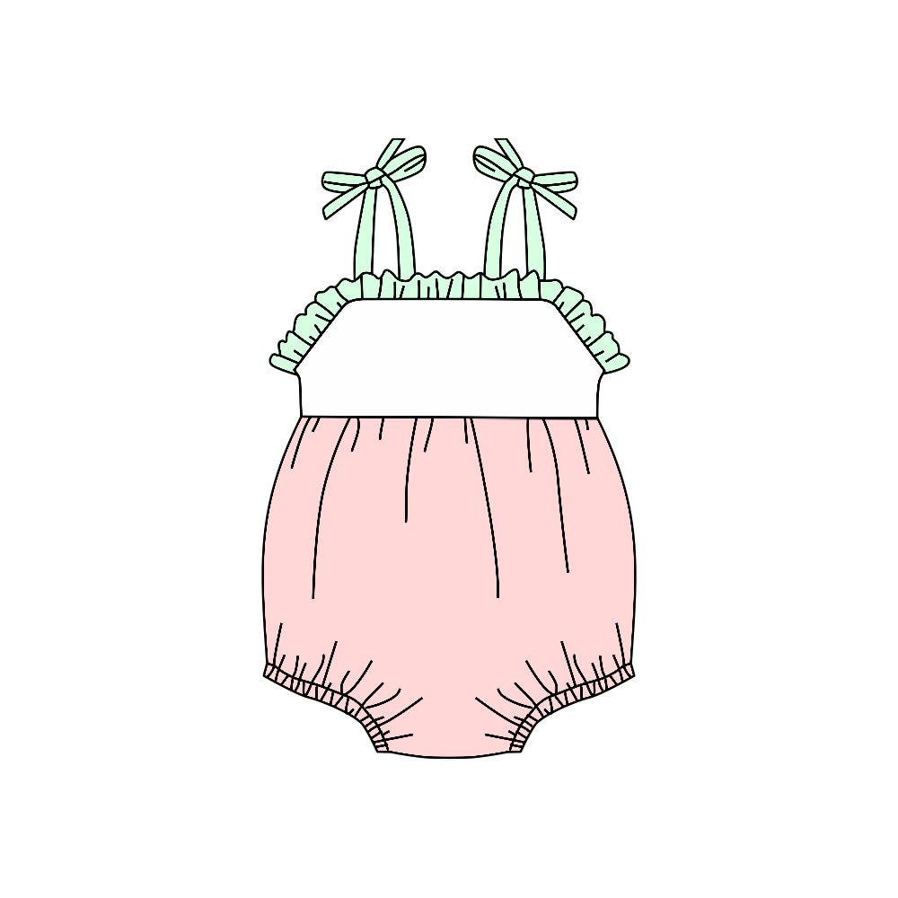 Preorder(moq 5)Baby Infant Girls Straps Pink Summer Rompers
