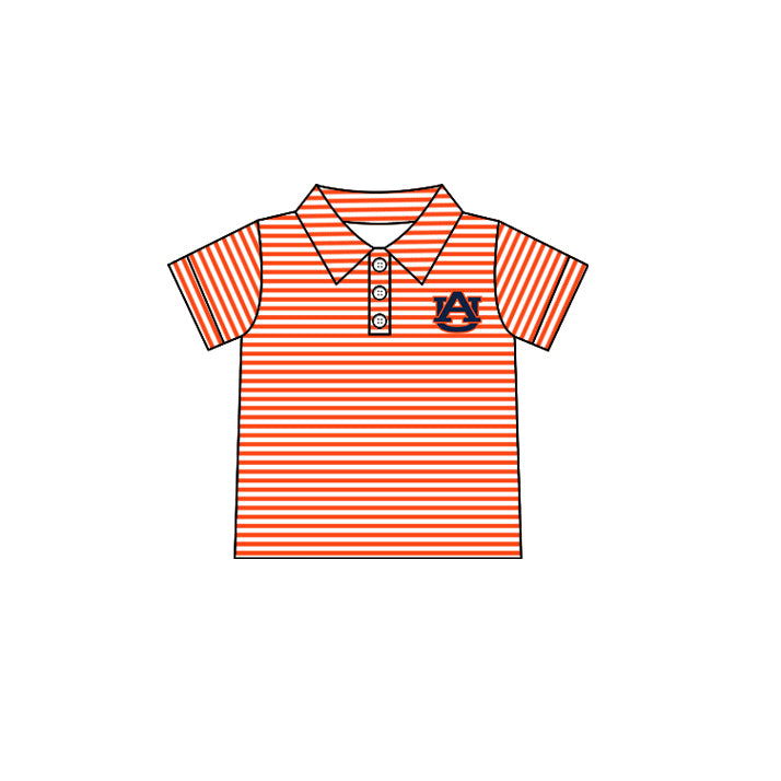 Preorder (moq 5)Baby Boys Red Stripe Short Sleeves Button AU Team Polo Shirts Top