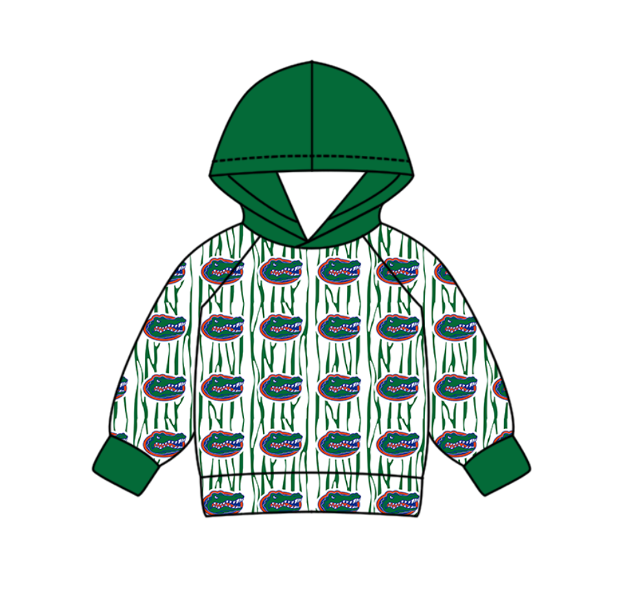 Preorder(moq 5) Baby Boys Green Crocodiles Stripe Team Hoodies Top