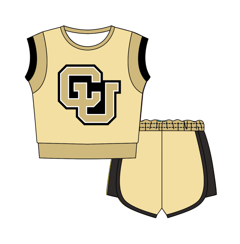 Preorder moq 5 Baby Girls Sleeveless Shirts Top Short Team Clothes Set