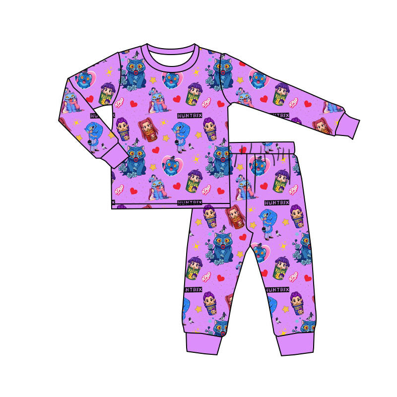 Preorder(moq 5) Baby Girls Cartoon Girls Hearts Top Pants Pajamas Sets