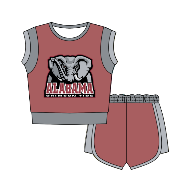 Preorder moq 5 Baby Girls Sleeveless Shirts Top Short Team Clothes Set