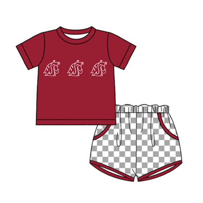 Preorder moq 5 Baby Boys Short Sleeve WF Top Checked Pockets Short Team Clothes Sets