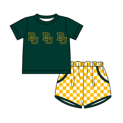 Preorder moq 5 Baby Boys Short Sleeve BU Top Checked Pockets Short Team Clothes Sets