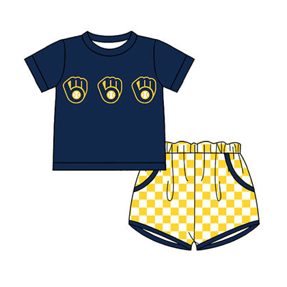 Preorder moq 5 Baby Boys Short Sleeve Top Checked Pockets Short Team Clothes Sets