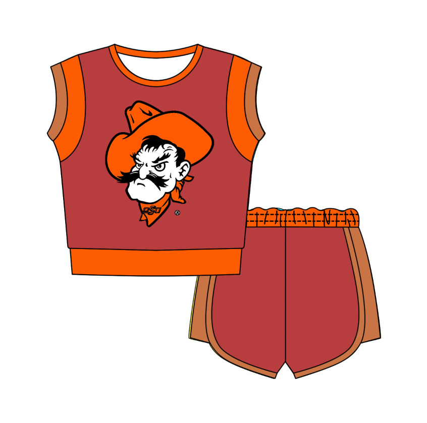 Preorder moq 5 Baby Girls Sleeveless Shirts Top Short Team Clothes Set