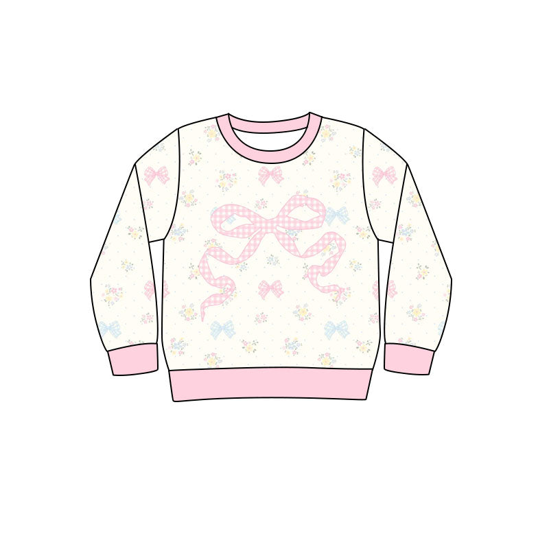 Preorder(moq 5) Baby Girls Pink Bows Flowers Tee Shirts Top