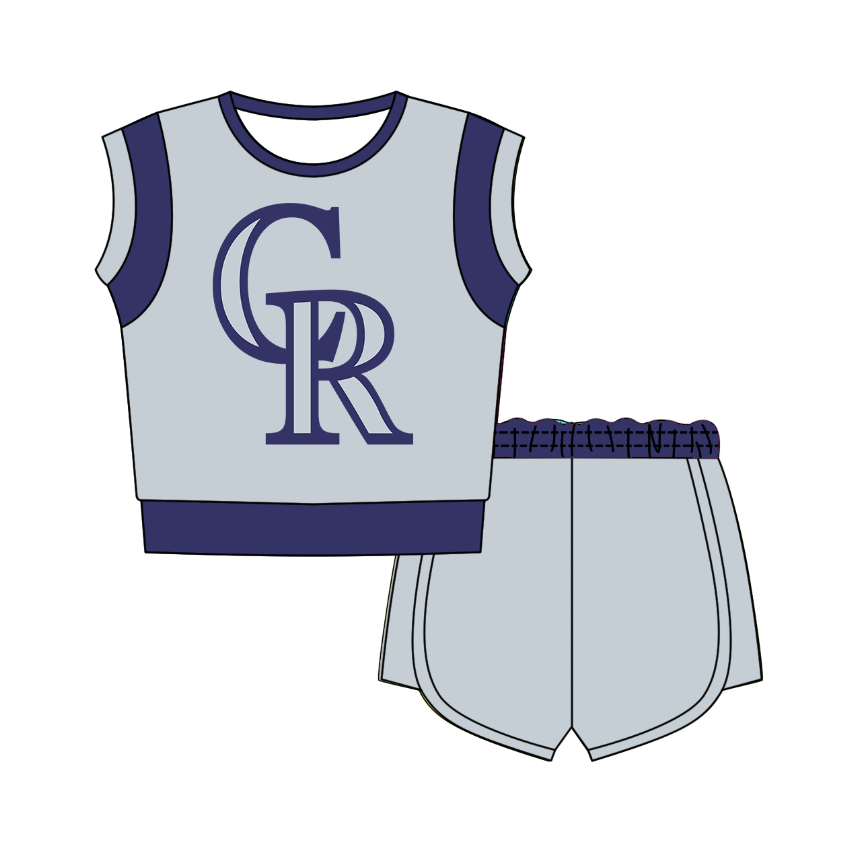Preorder moq 5 Baby Girls Sleeveless Shirts Top Short Team Clothes Set