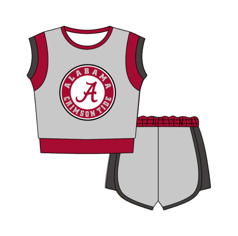 Preorder moq 5 Baby Girls Sleeveless Shirts Top Short Team Clothes Set
