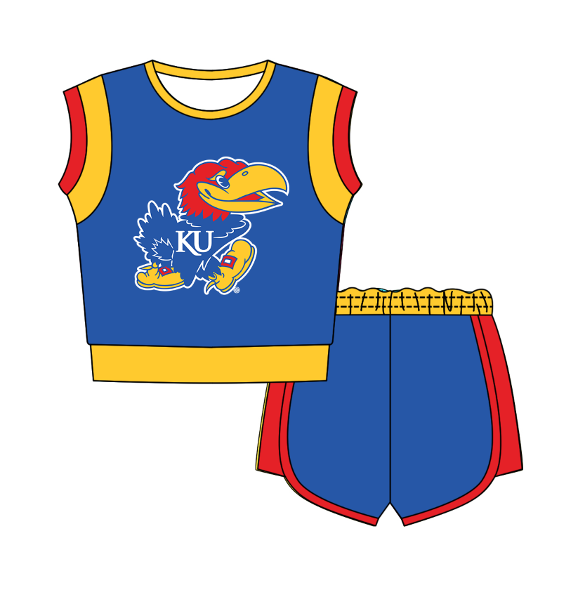 Preorder moq 5 Baby Girls Sleeveless Shirts Top Short Team Clothes Set