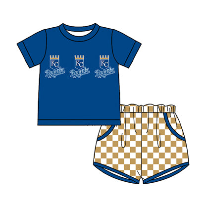 Preorder moq 5 Baby Boys Short Sleeve KC Top Checked Pockets Short Team Clothes Sets