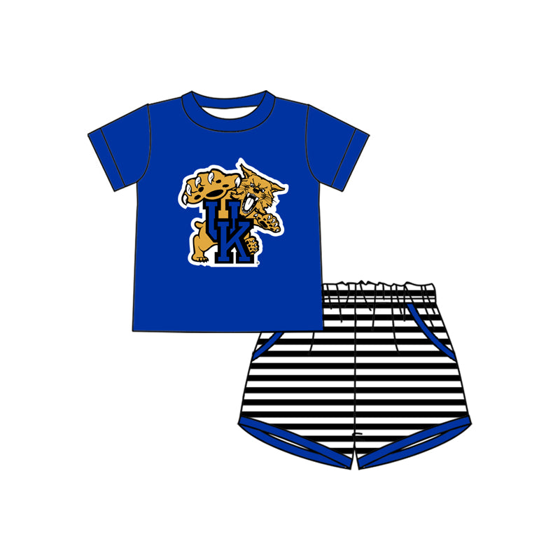 Preorder (moq 5)Baby Boys UK Top Stripe Pockets Shorts Team Clothes Set