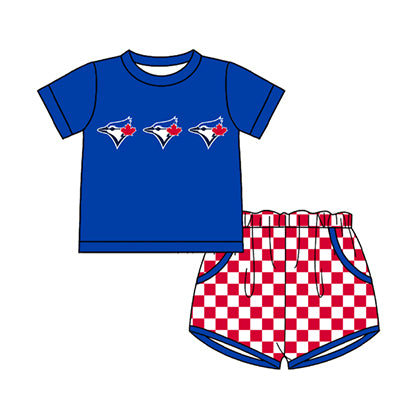 Preorder moq 5 Baby Boys Short Sleeve Eagles Top Checked Pockets Short Team Clothes Sets