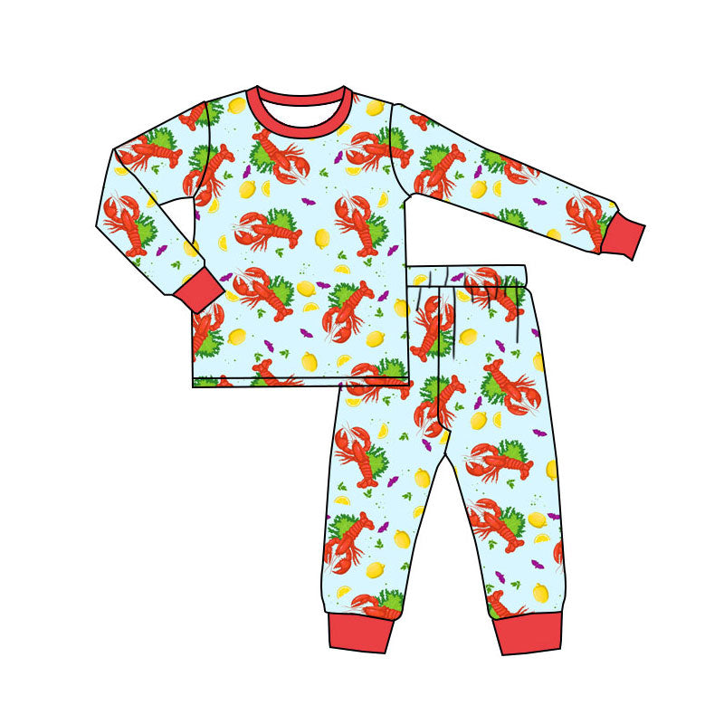 Preorder(moq 5) Baby Boys Crayfishes Top Pants Mardigras Pajamas Sets