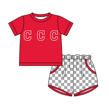 Preorder moq 5 Baby Boys Short Sleeve C Top Checked Pockets Short Team Clothes Sets