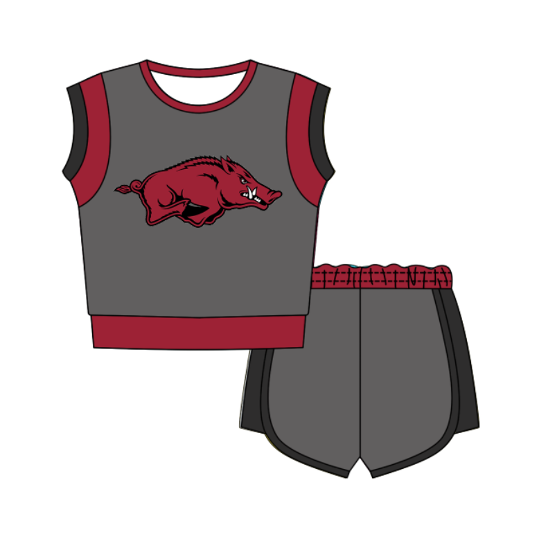 Preorder moq 5 Baby Girls Sleeveless Shirts Top Short Team Clothes Set