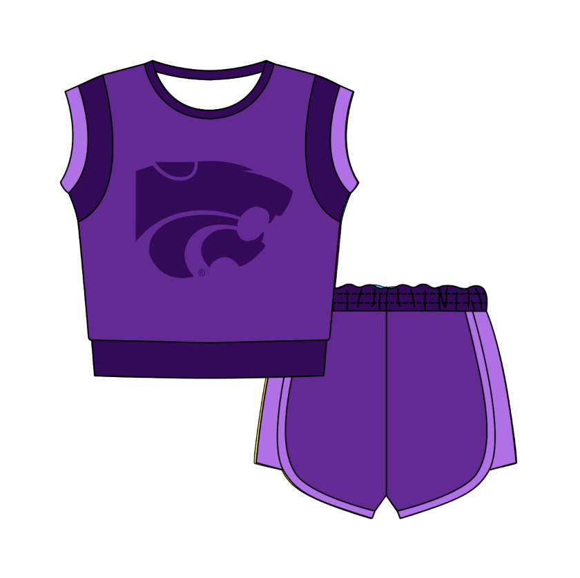 Preorder moq 5 Baby Girls Sleeveless Shirts Top Short Team Clothes Set