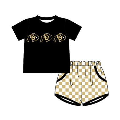 Preorder moq 5 Baby Boys Short Sleeve CU Top Checked Pockets Short Team Clothes Sets