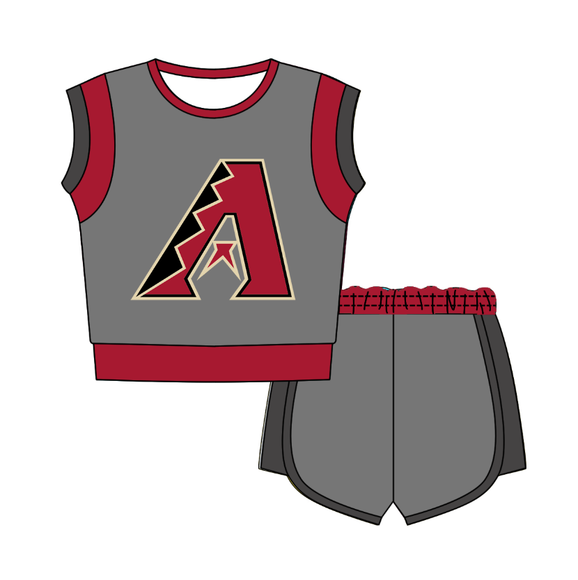 Preorder moq 5 Baby Girls Sleeveless Shirts Top Short Team Clothes Set