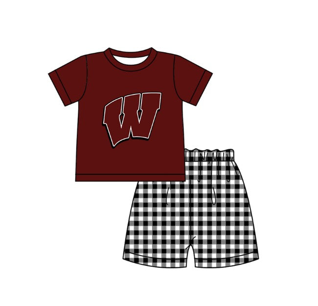 Preorder moq 5 Baby Boys Wildcats Top Checked Short Team Clothes Set