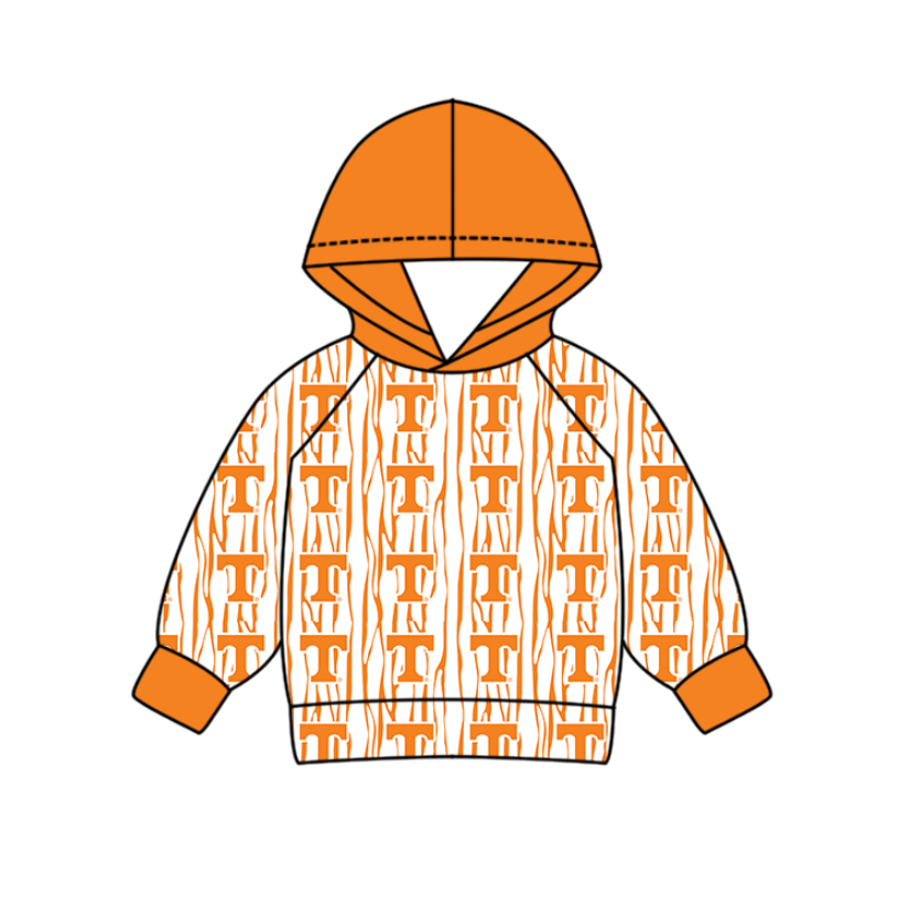 Preorder(moq 5) Baby Boys Orange T Stripe Team Hoodies Top