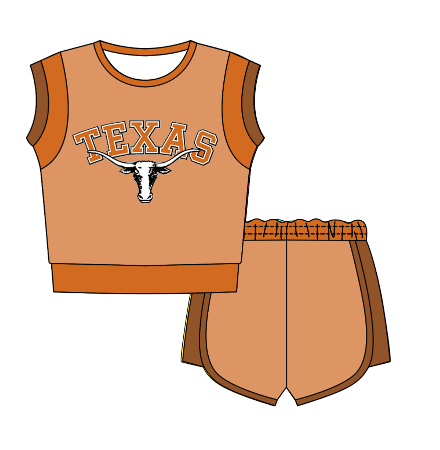 Preorder moq 5 Baby Girls Sleeveless Shirts Top Short Team Clothes Set