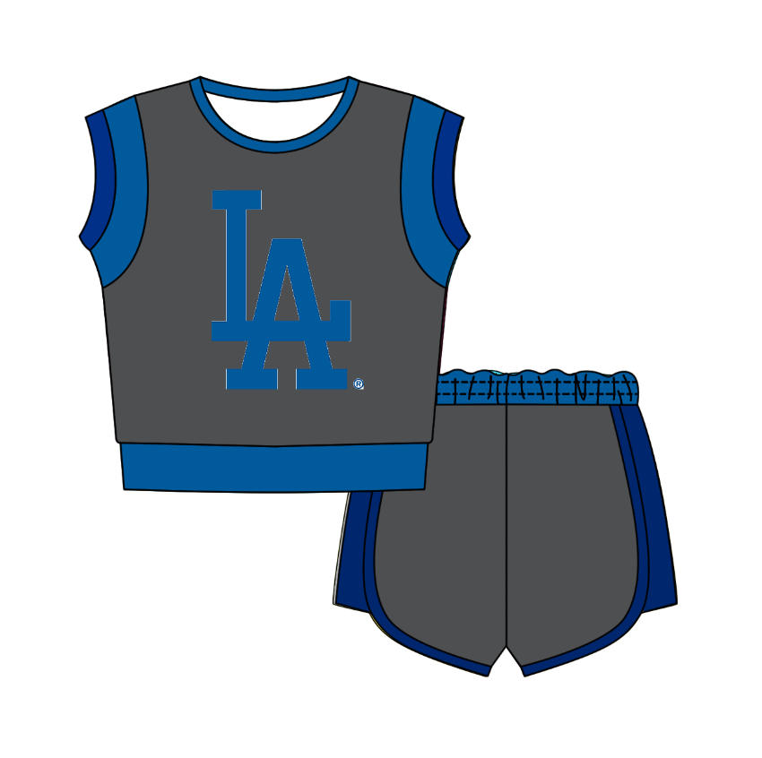 Preorder moq 5 Baby Girls Sleeveless Shirts Top Short Team Clothes Set