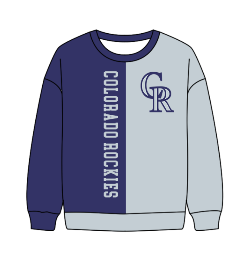 Preorder(moq 8)Baby Boys Purple Grey Sleeve Colorado Rockies Team Tee Shirts Top