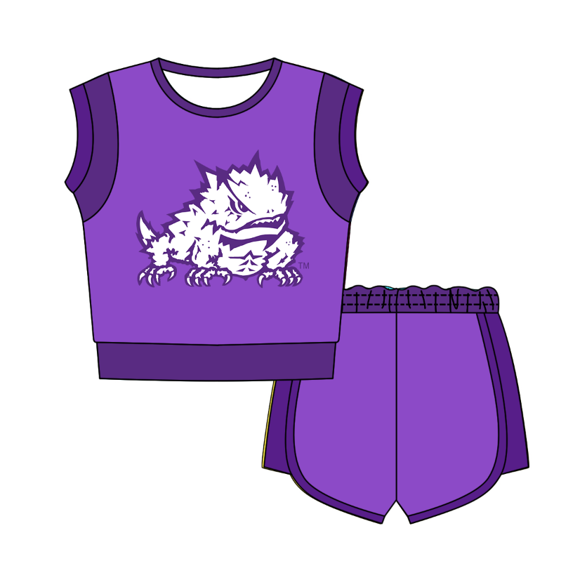 Preorder moq 5 Baby Girls Sleeveless Shirts Top Short Team Clothes Set