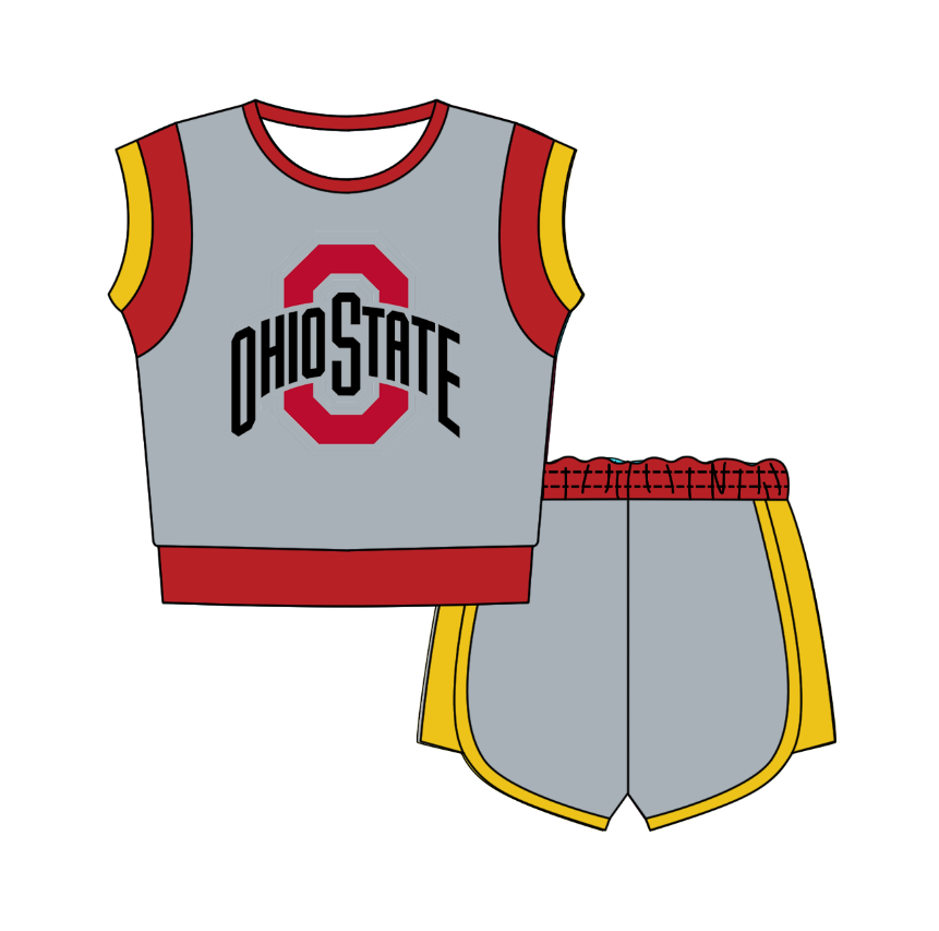 Preorder moq 5 Baby Girls Sleeveless Shirts Top Short Team Clothes Set