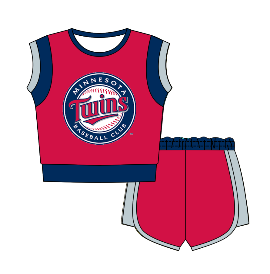 Preorder moq 5 Baby Girls Sleeveless Shirts Top Short Team Clothes Set
