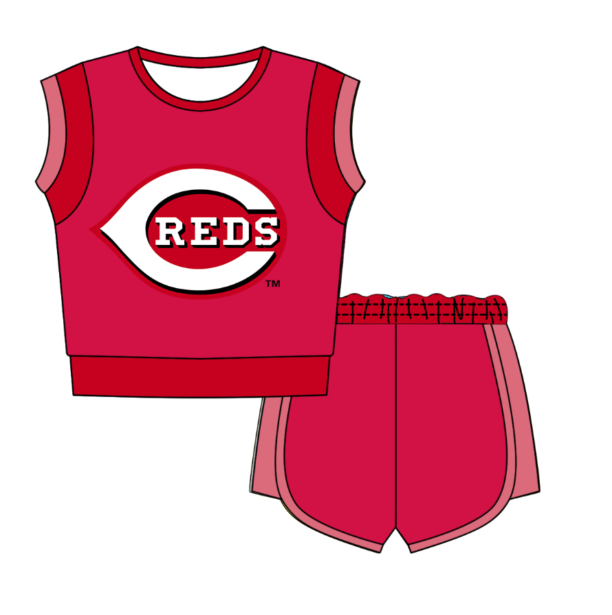 Preorder moq 5 Baby Girls Sleeveless Shirts Top Short Team Clothes Set