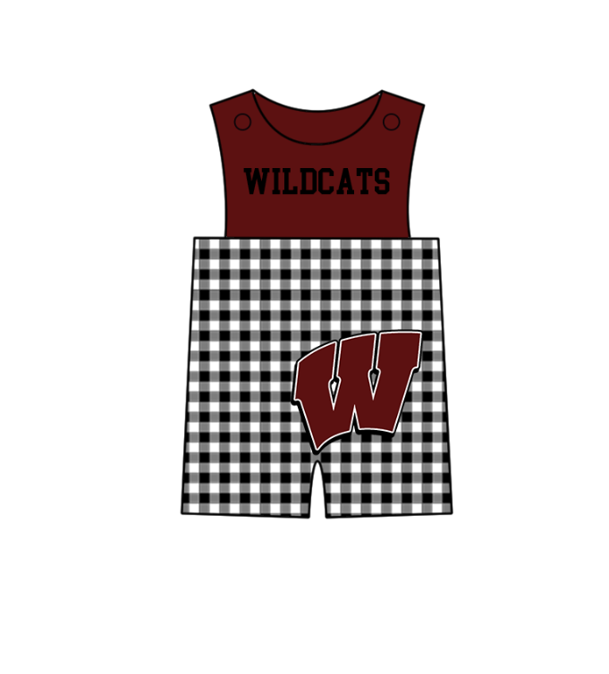 Preorder (moq 5)Baby Boys Sleeveless Wildcats Shorts Rompers
