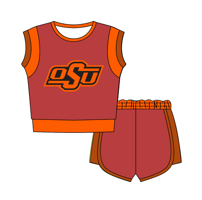 Preorder moq 5 Baby Girls Sleeveless Shirts Top Short Team Clothes Set