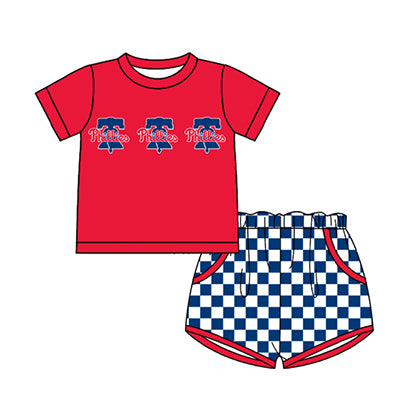 Preorder moq 5 Baby Boys Phillies Top Checked Pockets Short Team Clothes Sets