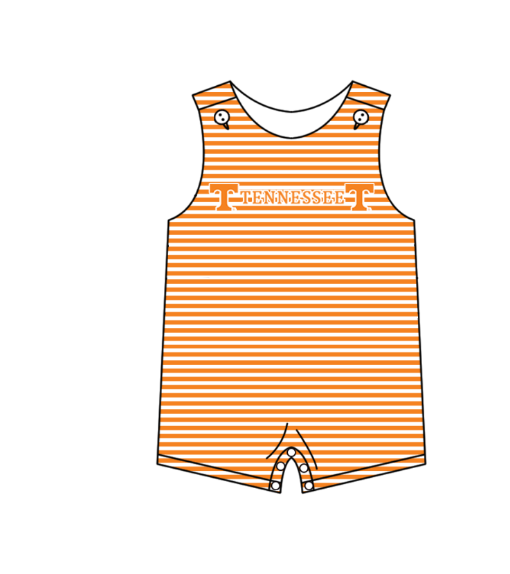 Preorder (moq 5)Baby Boys Sleeveless Tennessee Orange Stripe Team Rompers