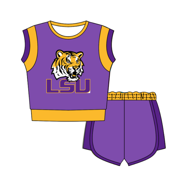 Preorder moq 5 Baby Girls Sleeveless Shirts Top Short Team Clothes Set