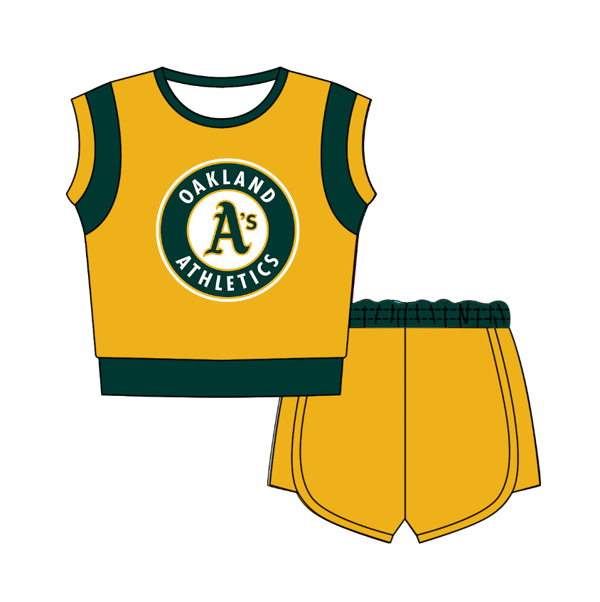 Preorder moq 5 Baby Girls Sleeveless Shirts Top Short Team Clothes Set