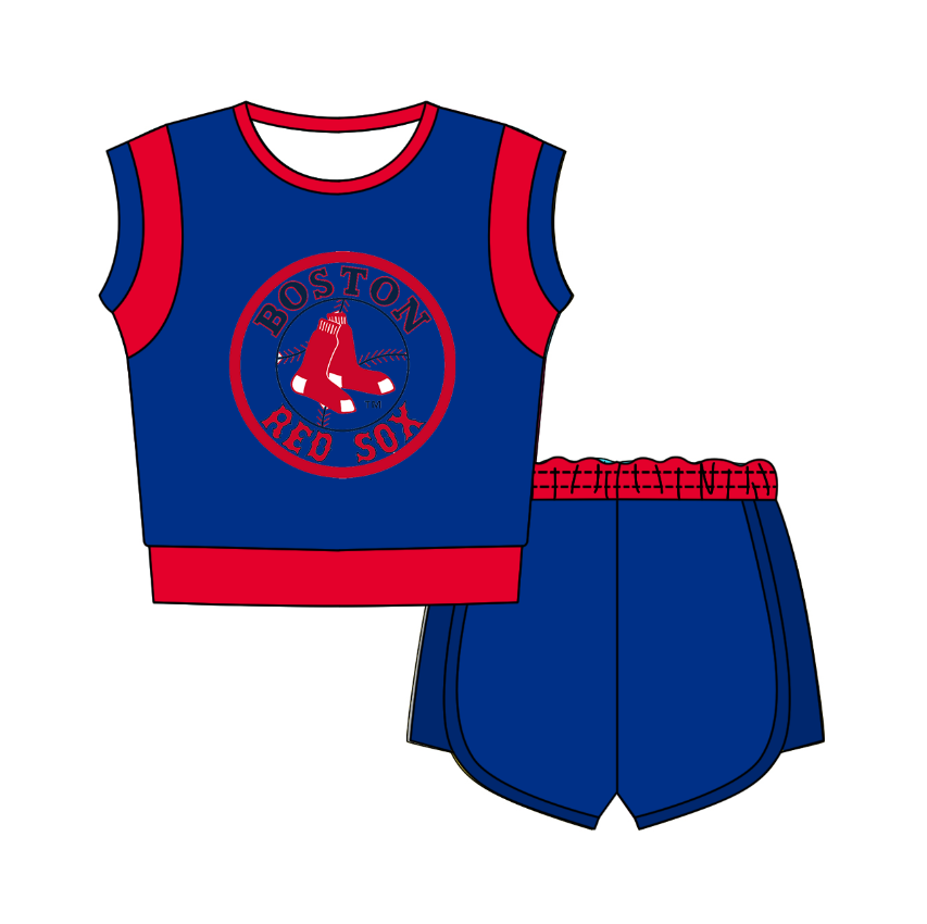 Preorder moq 5 Baby Girls Sleeveless Shirts Top Short Team Clothes Set