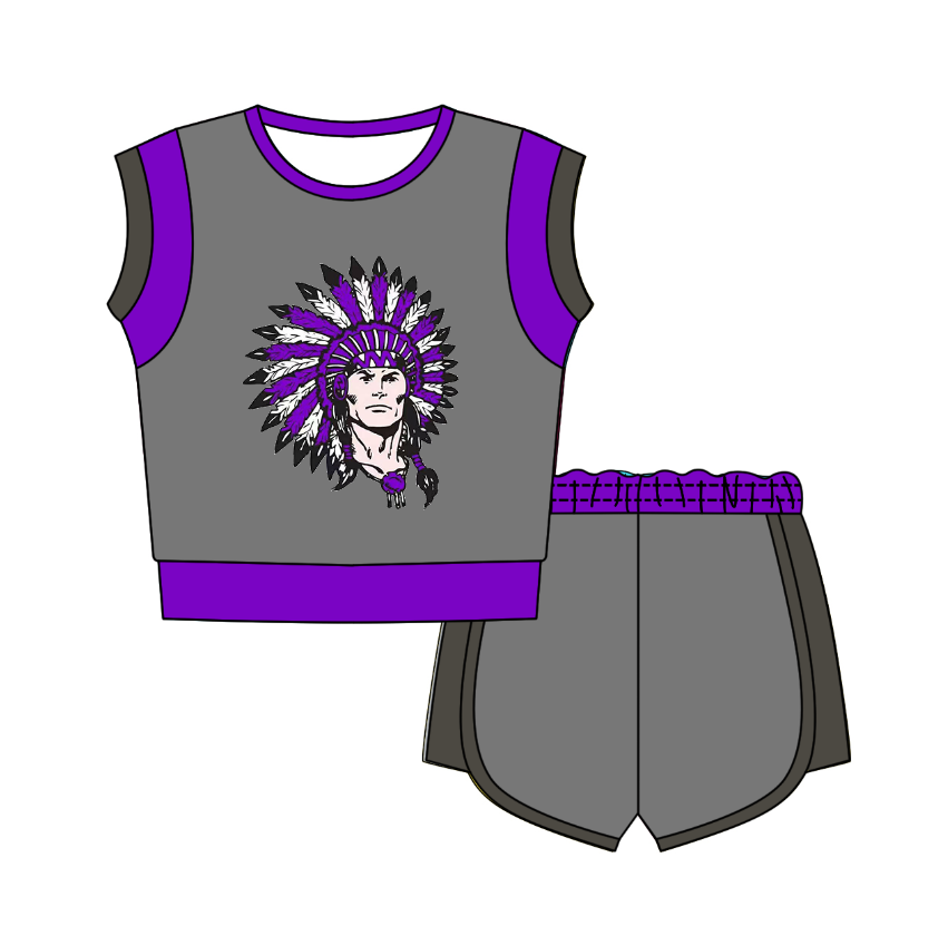 Preorder moq 5 Baby Girls Sleeveless Shirts Top Short Team Clothes Set