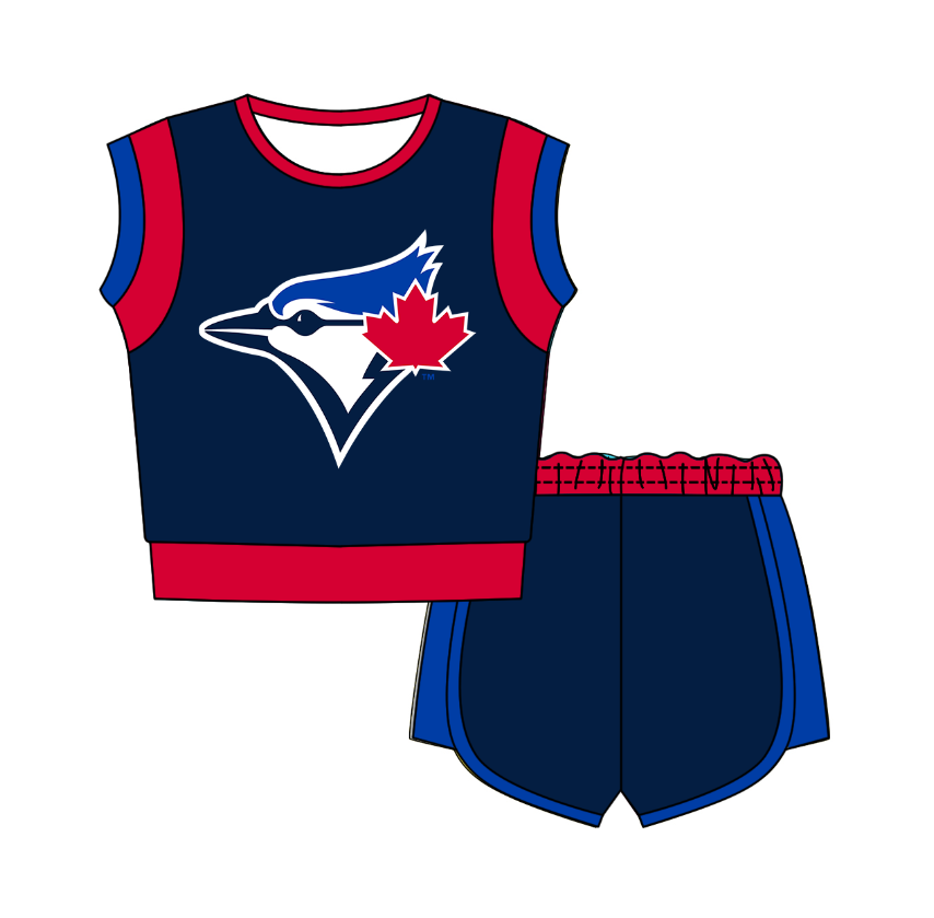 Preorder moq 5 Baby Girls Sleeveless Shirts Top Short Team Clothes Set