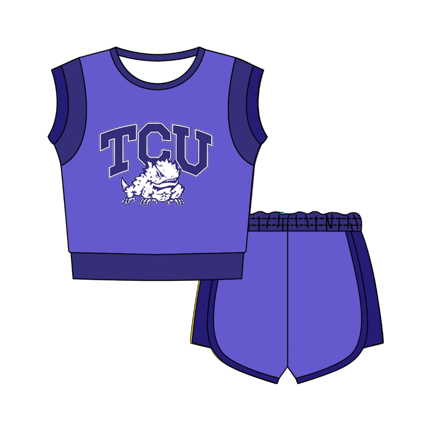 Preorder moq 5 Baby Girls Sleeveless Shirts Top Short Team Clothes Set