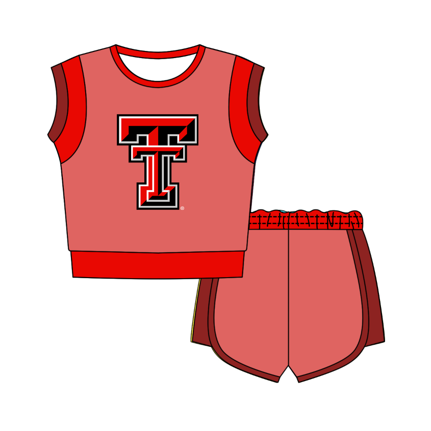Preorder moq 5 Baby Girls Sleeveless Shirts Top Short Team Clothes Set