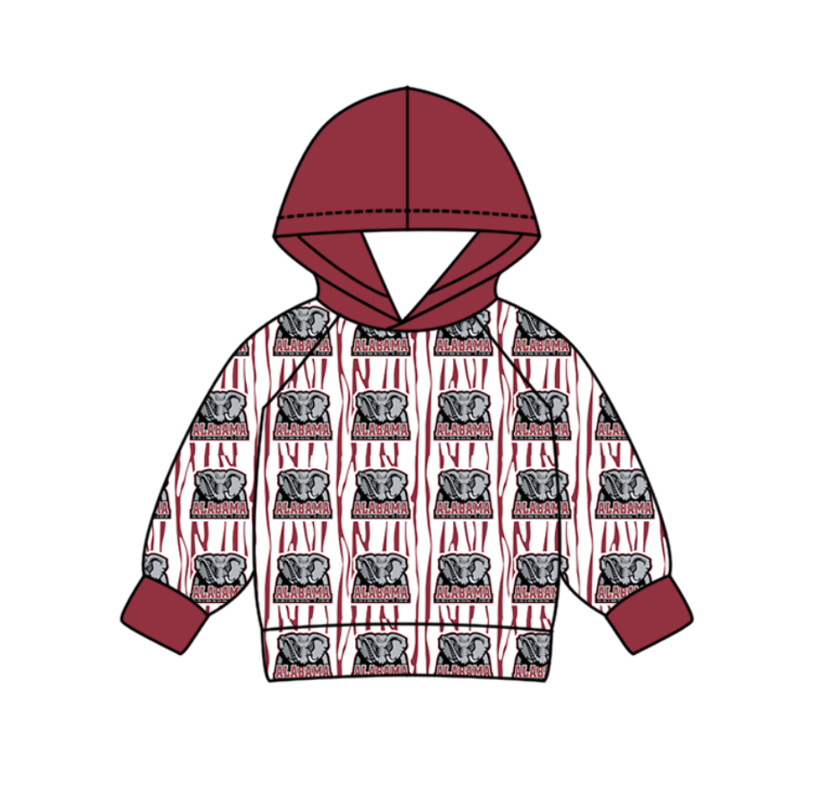 Preorder(moq 5) Baby Boys Alabama Elephants Stripe Team Hoodies Top