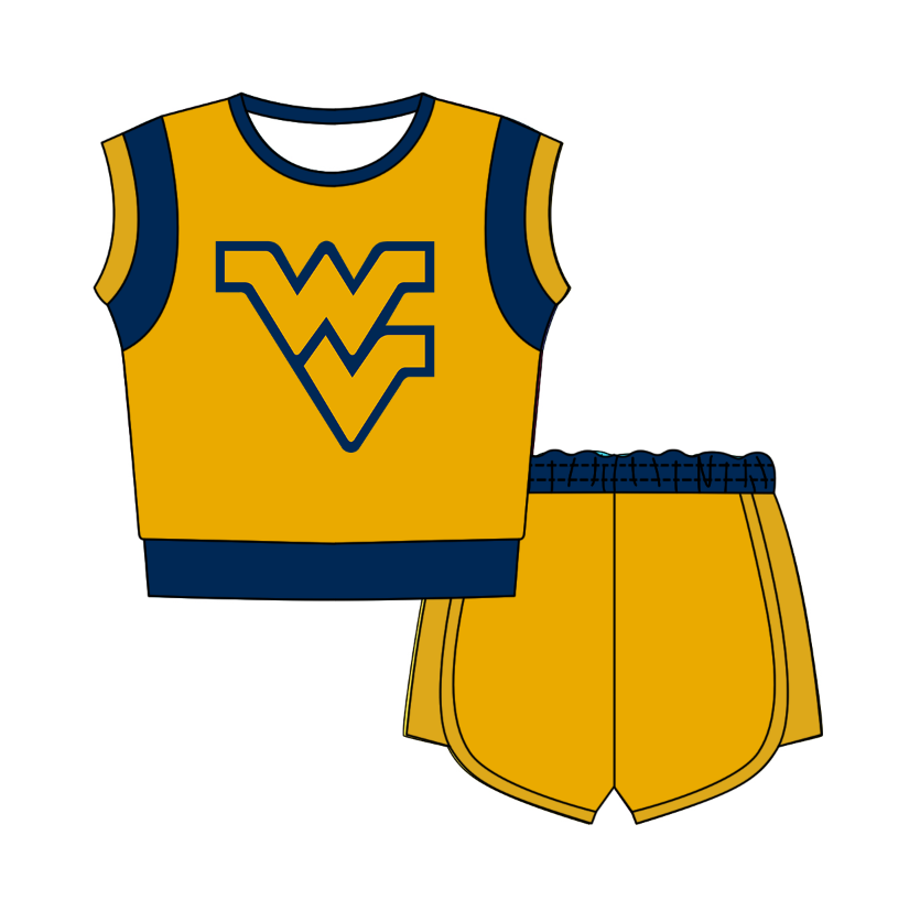 Preorder moq 5 Baby Girls Sleeveless Shirts Top Short Team Clothes Set