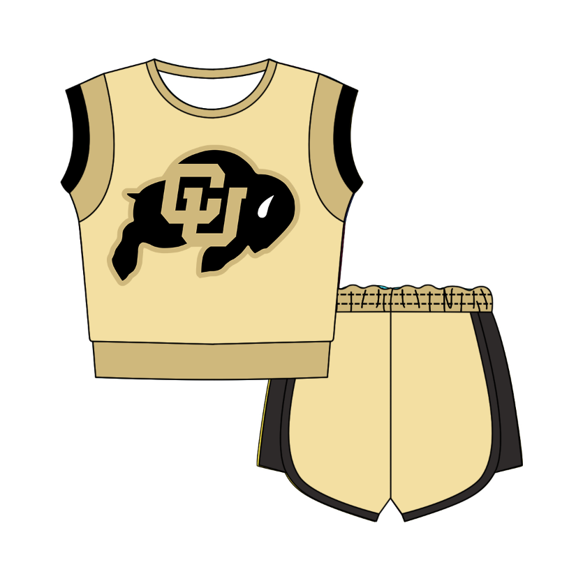 Preorder moq 5 Baby Girls Sleeveless Shirts Top Short Team Clothes Set