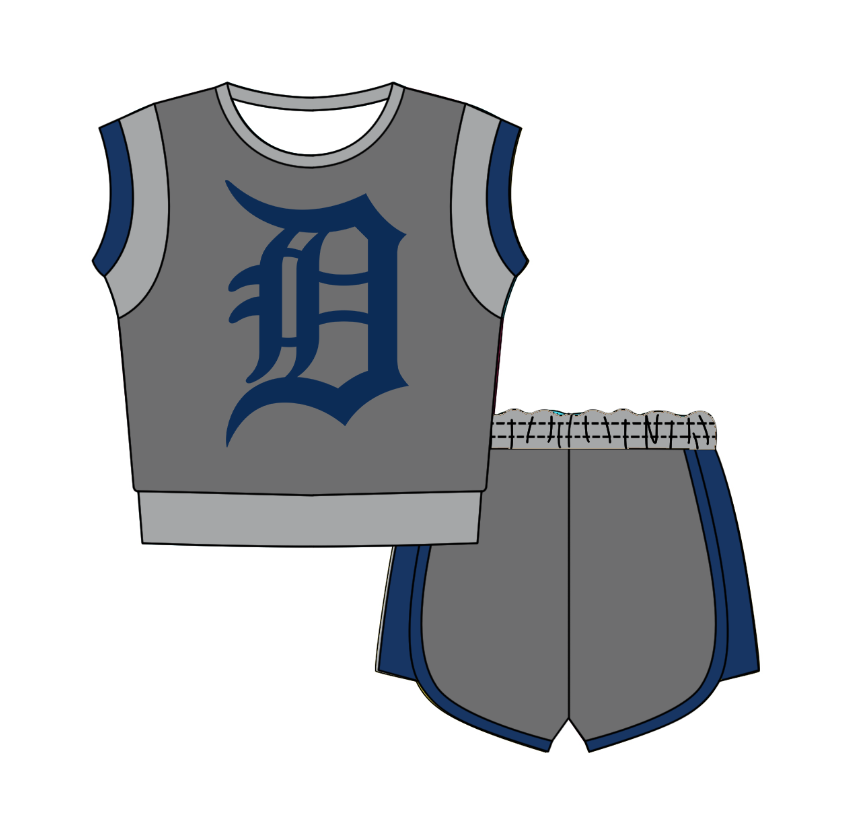Preorder moq 5 Baby Girls Sleeveless Shirts Top Short Team Clothes Set