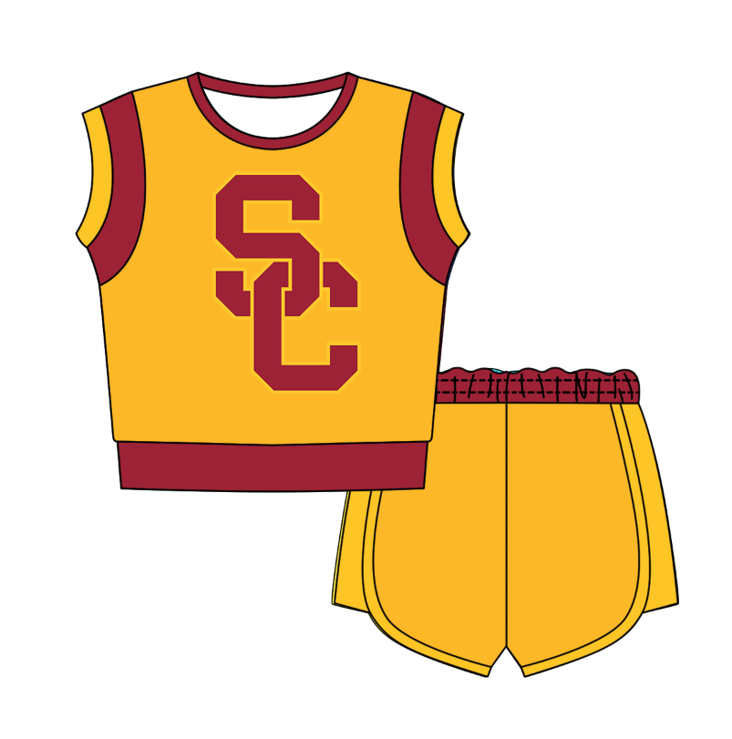 Preorder moq 5 Baby Girls Sleeveless Shirts Top Short Team Clothes Set
